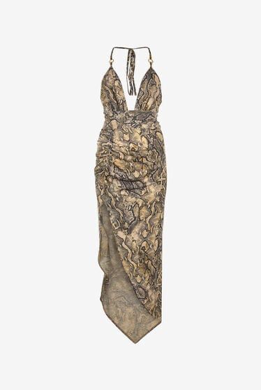 Rochie midi print sarpe, 78PAO932